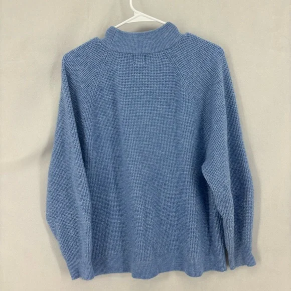 Gap women’s small Waffle-Knit Mockneck Sweater Blue Soft Cozy boxy pullover - Picture 5 of 11